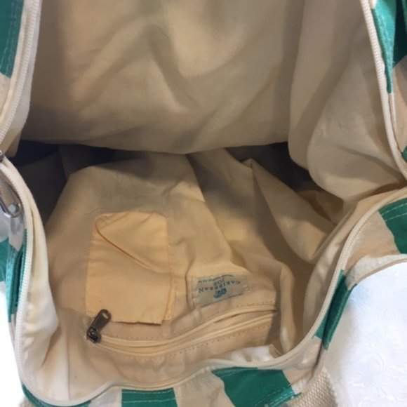 Caribbean Joe Striped Canvas Zip Shopping Beach Travel Tote Bag Extra Lg 22"x18" - Picture 7 of 16